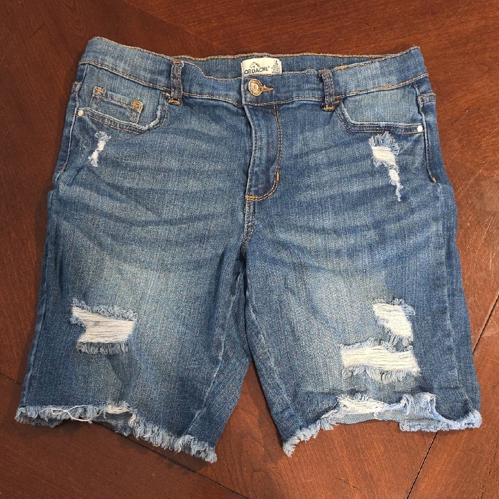 (J7) Jordache Blue Distressed Denim Shorts Sz 16 Kids